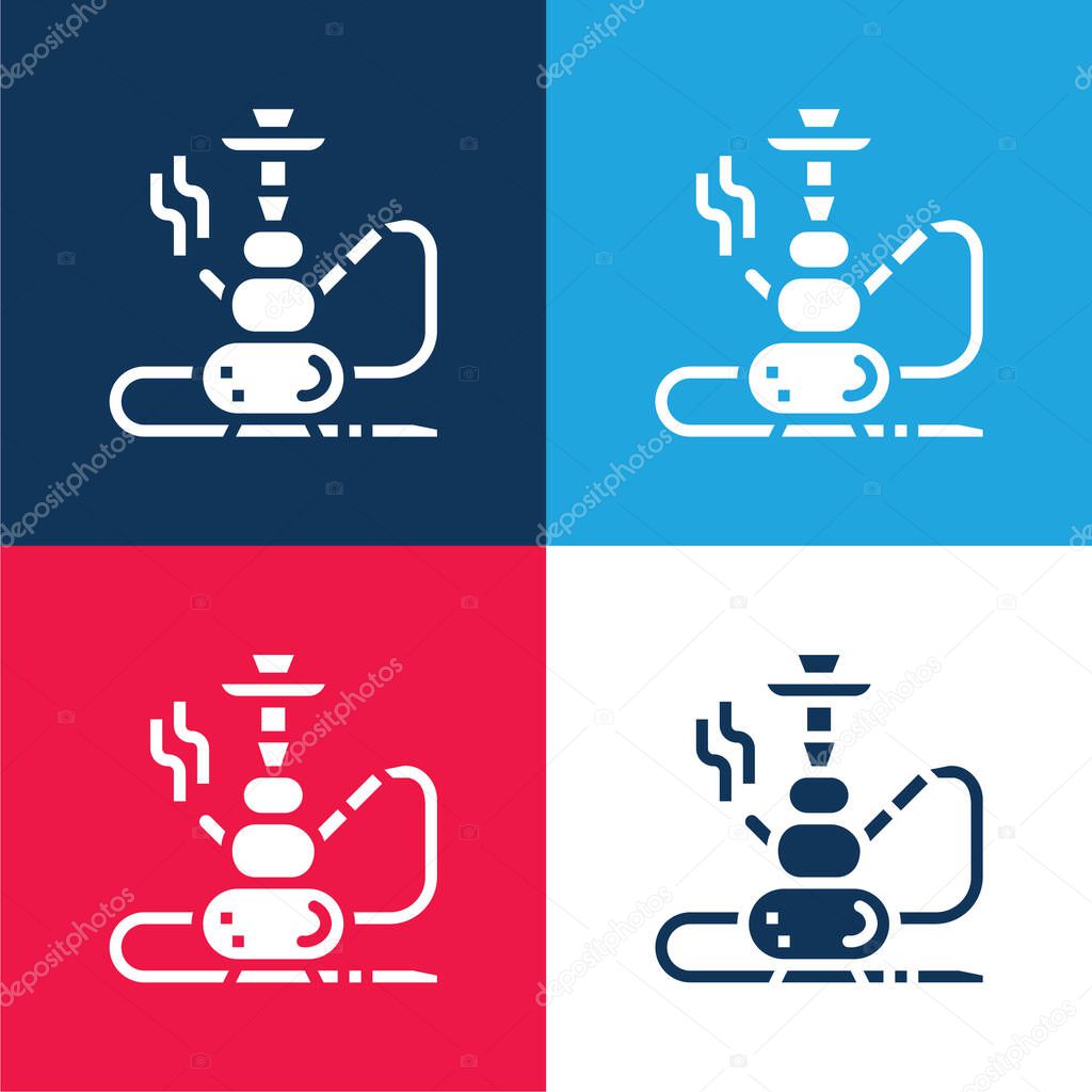 Bong blue and red four color minimal icon set