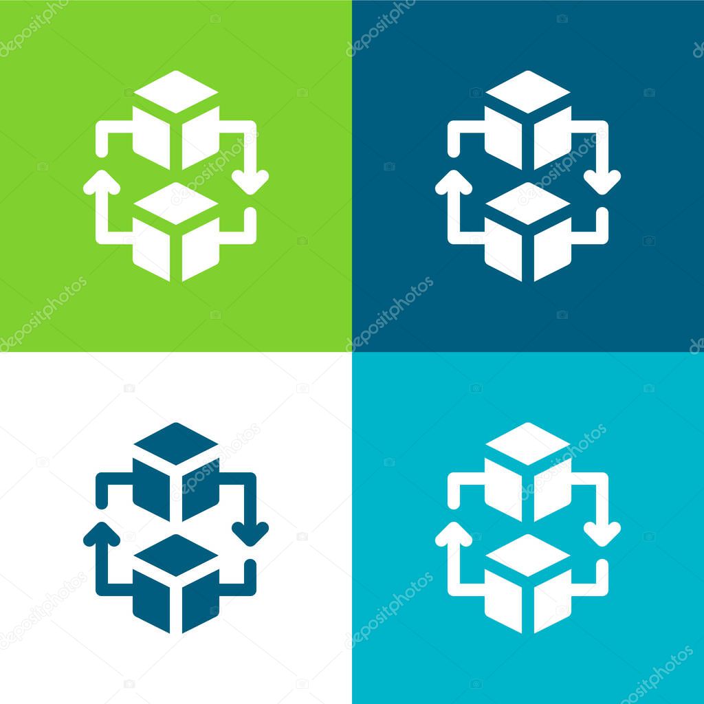 Blockchain Flat four color minimal icon set