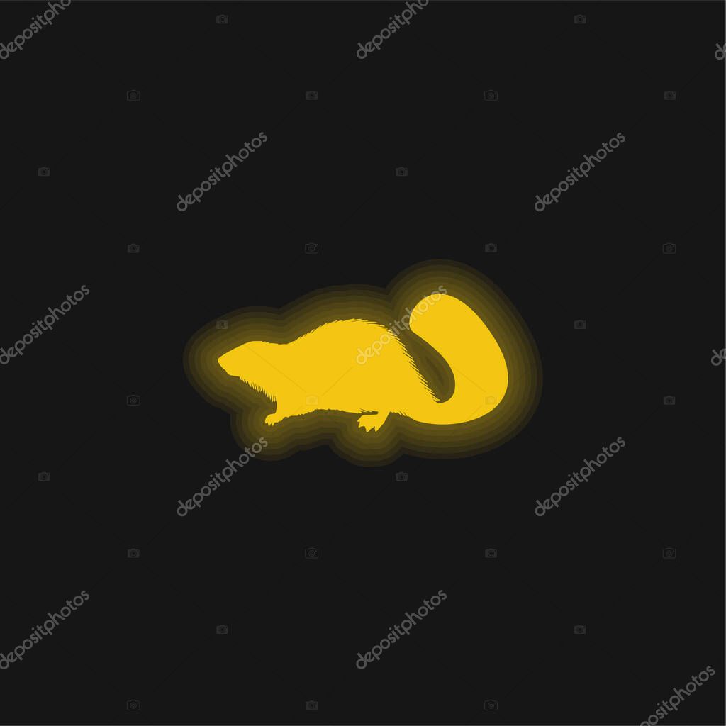 Beaver Mammal Animal Shape yellow glowing neon icon