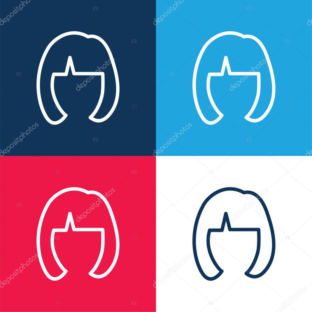 Blond Female Short Hair Shape blue and red four color minimal icon set