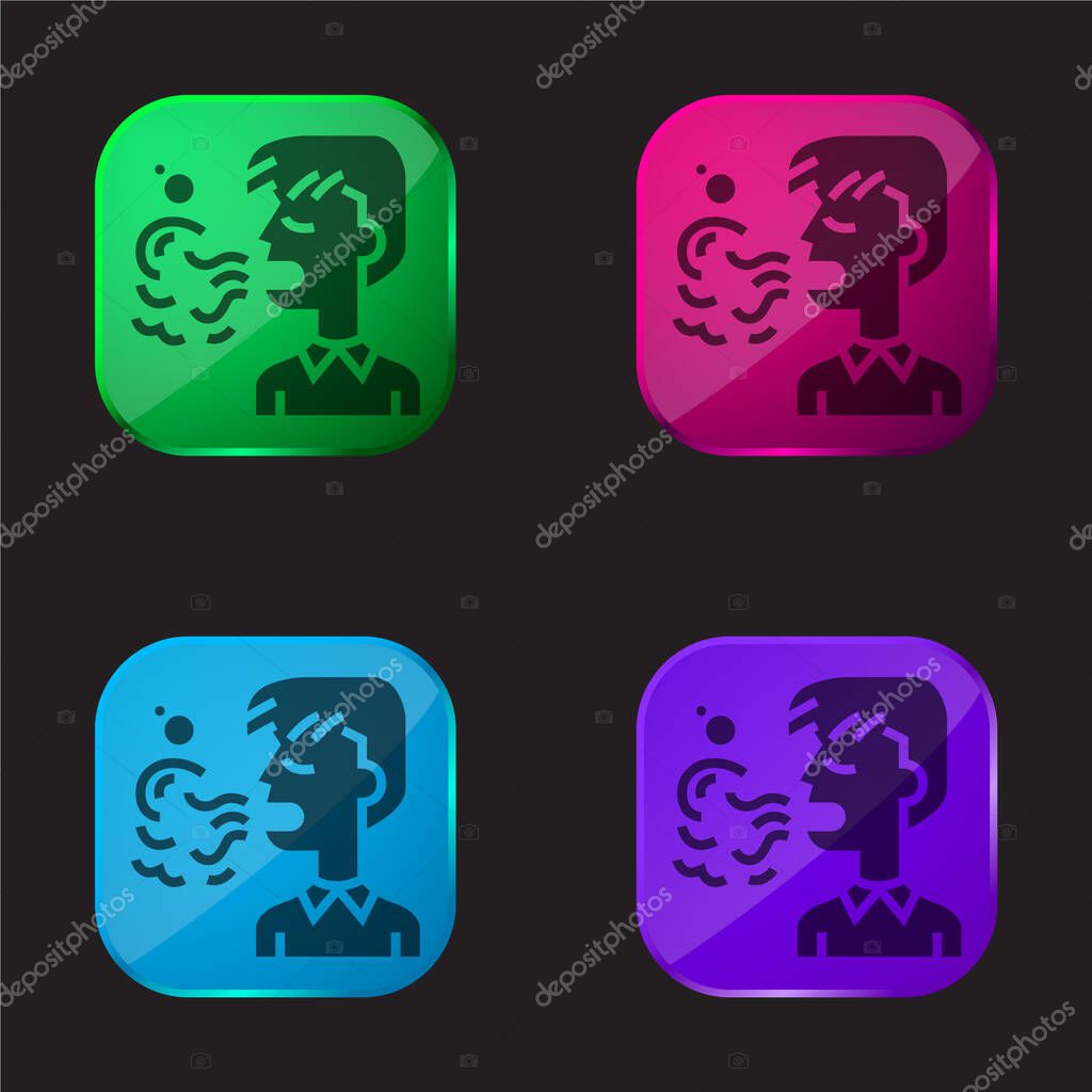 Bad Breath four color glass button icon
