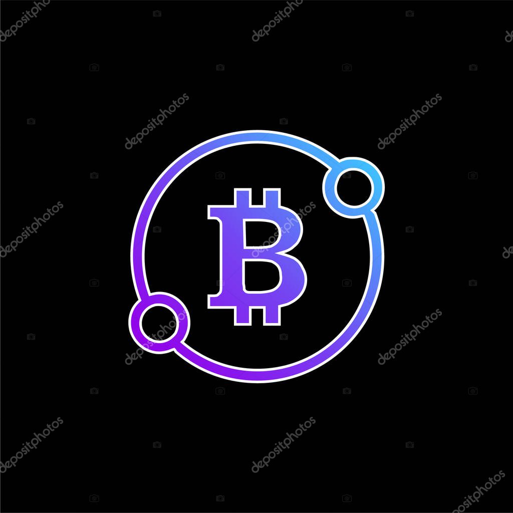 Bitcoin Sign In A Circle With Two Spots Connect Symbol blue gradient vector icon