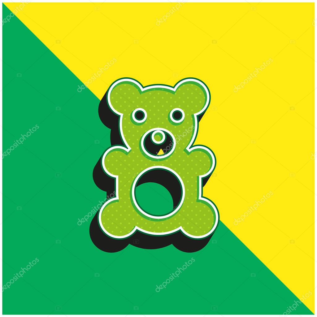 Bear Green and yellow modern 3d vector icon logo
