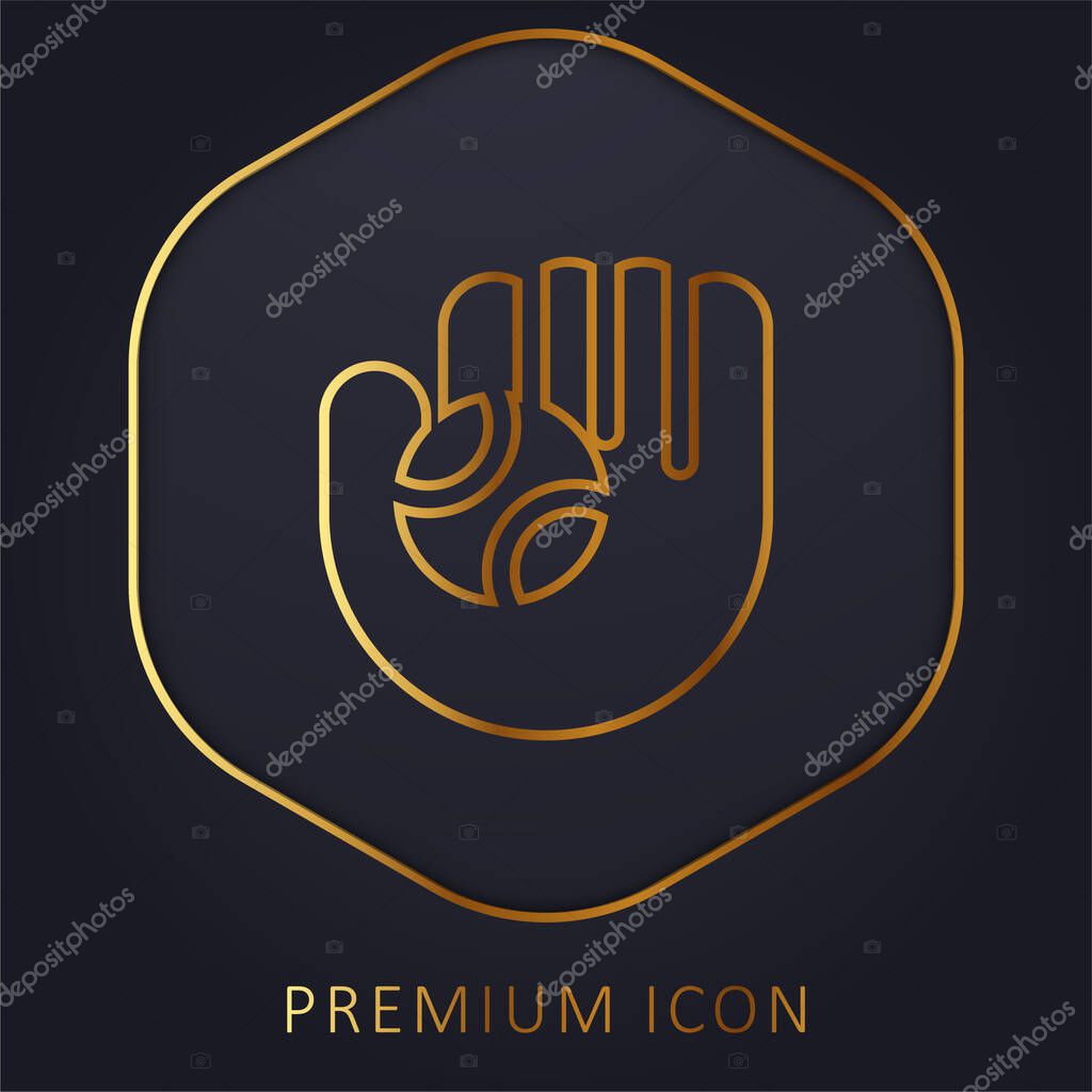 Baseball Glove golden line premium logo or icon