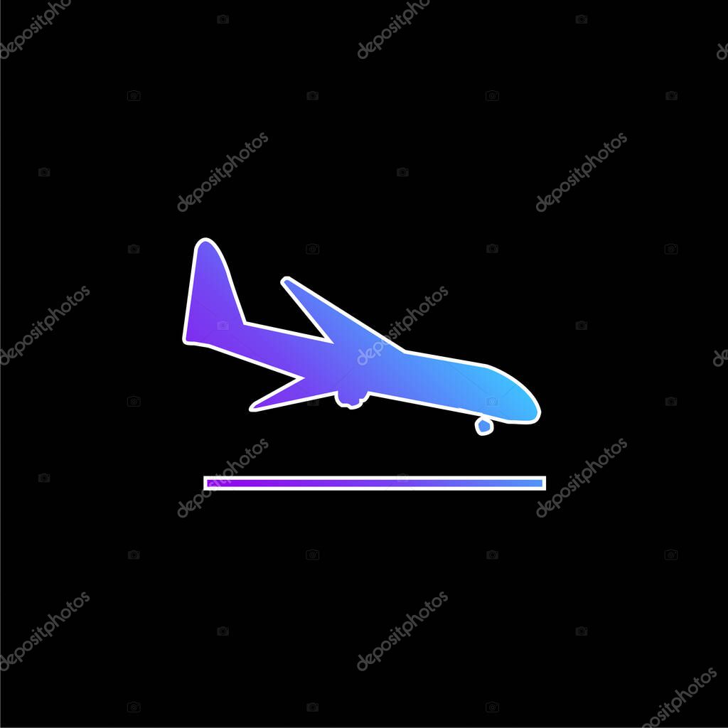 Airplane Landing blue gradient vector icon
