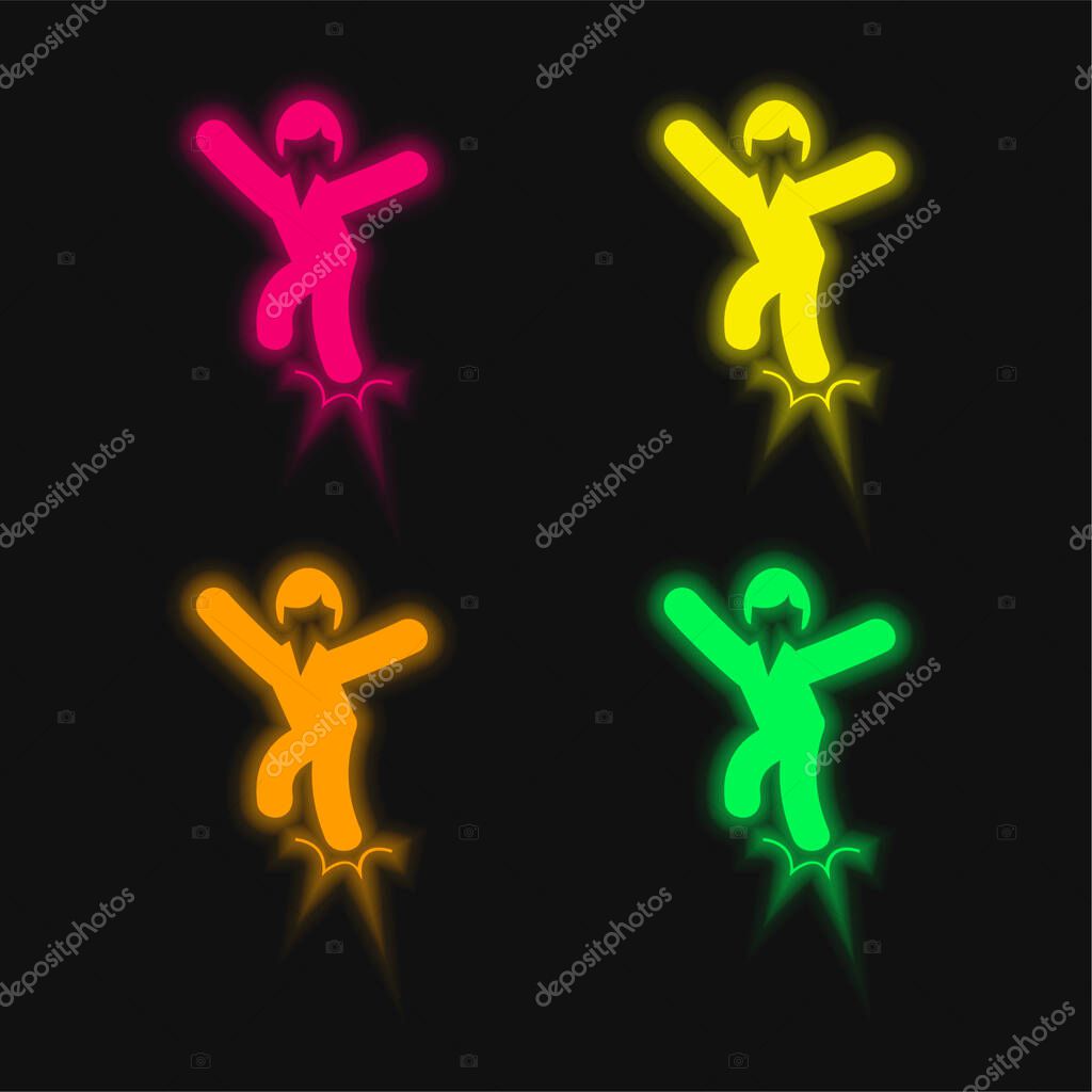 Ankle Sprain four color glowing neon vector icon