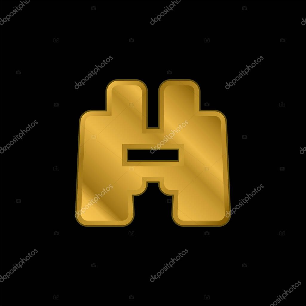 Binoculars gold plated metalic icon or logo vector