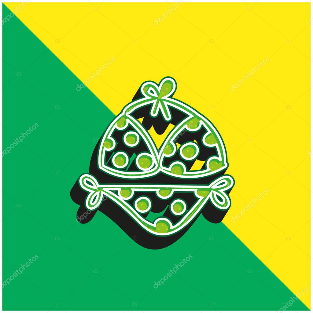 Bikini Green and yellow modern 3d vector icon logo