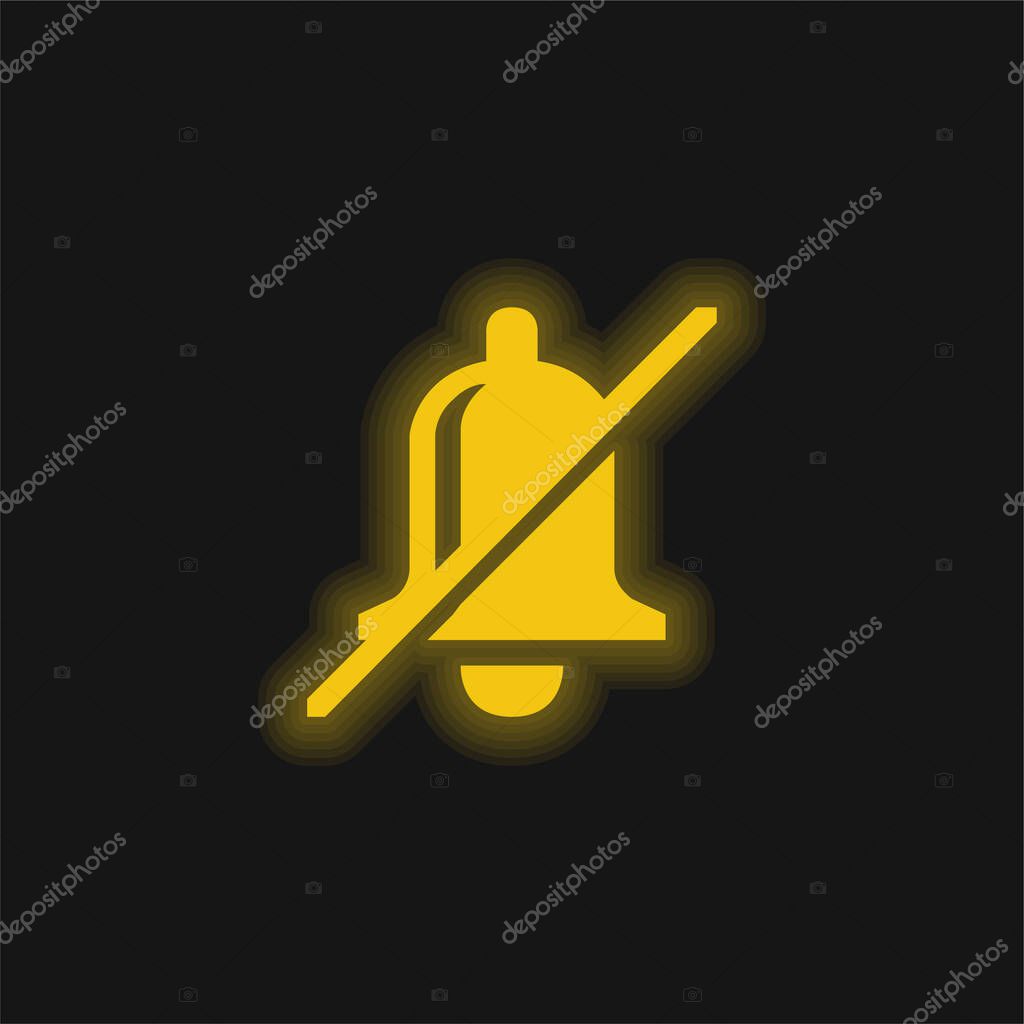 Bell Slash yellow glowing neon icon