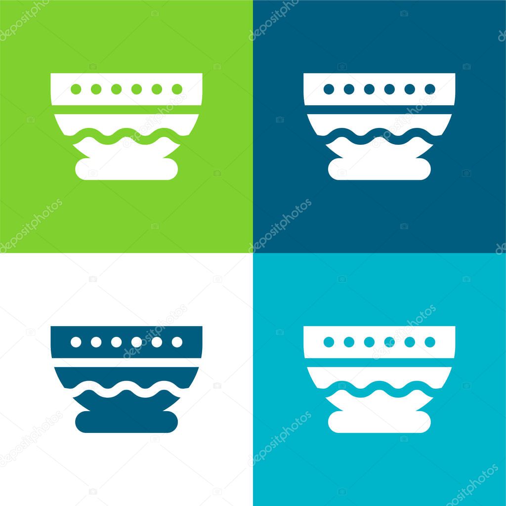 Bowl Flat four color minimal icon set
