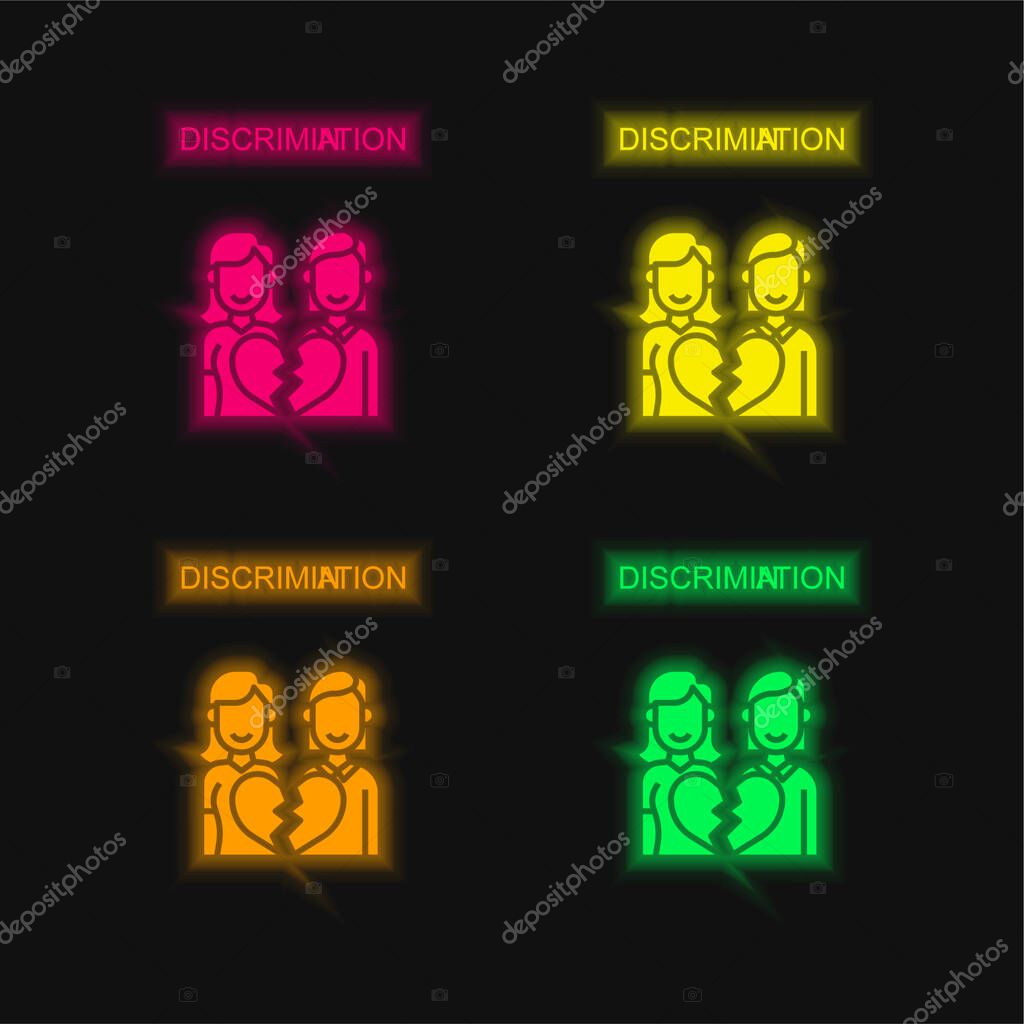 Anti Lesbian four color glowing neon vector icon