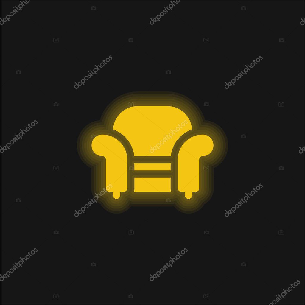 Armchair yellow glowing neon icon