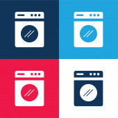Große Waschmaschine blau und rot vier Farben minimales Symbol-Set