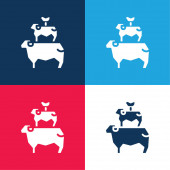Animals blue and red four color minimal icon set