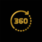 360 Fok aranyozott fém ikon vagy logó vektor