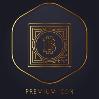 Qr Kod Arayüzü ile Bitcoin Paranın Ticari Sembolü Altın Hat prim logosu veya simgesi