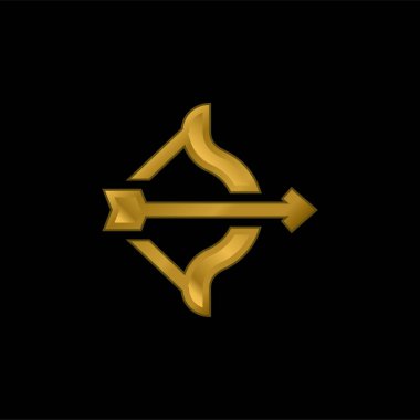 Okçuluk altın kaplama metalik simge veya logo vektörü