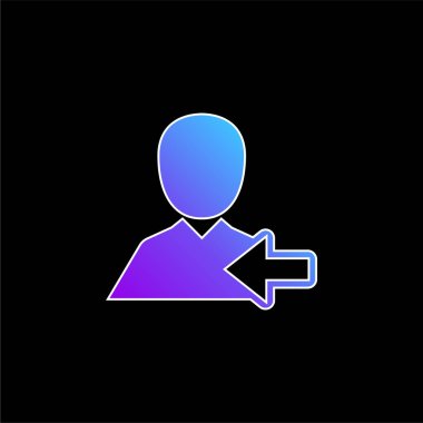 Arka Sol Ok ve İnsan Sembolü mavi eğimli vektör simgesi