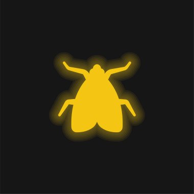 Big Fly yellow glowing neon icon clipart
