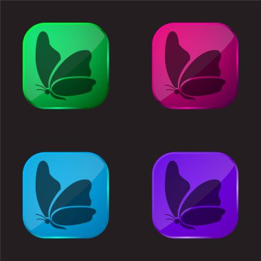 Big Wing Butterfly four color glass button icon clipart