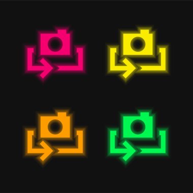 Dört renk parlayan neon vektör simgesi