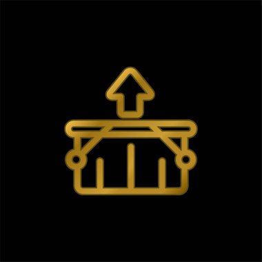Sepet altın kaplama metalik simge veya logo vektörü