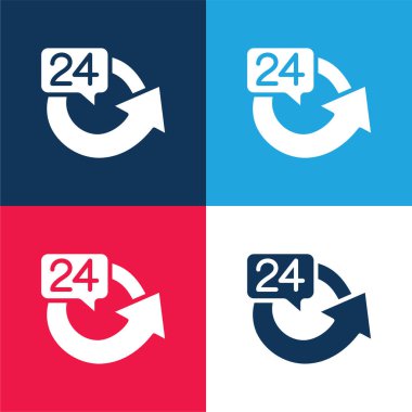 24 Saat mavi ve kırmızı dört renk en az simge kümesi