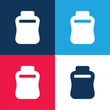 Şişe mavi ve kırmızı dört renk minimal simge kümesi