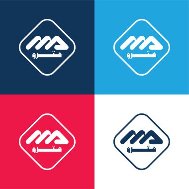 Algiers Metro Logo blue and red four color minimal icon set clipart