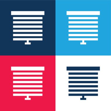 Kör mavi ve kırmızı dört renk minimal simge kümesi