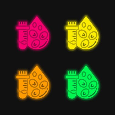 Kan Sayımı Testi Dört Renkli neon vektör simgesi