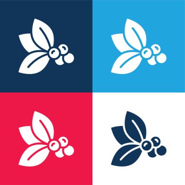 Böğürtlen mavisi ve kırmızı dört renk simgesi seti