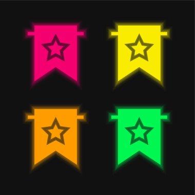 Yer imi dört renk parlayan neon vektör simgesi