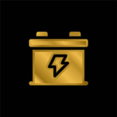 Pil altın kaplamalı metalik simge veya logo vektörü