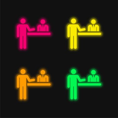 Havalimanı dört renk parlayan neon vektör simgesi