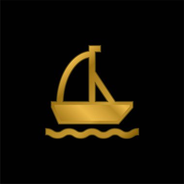 Tekne altın kaplamalı metalik simge veya logo vektörü