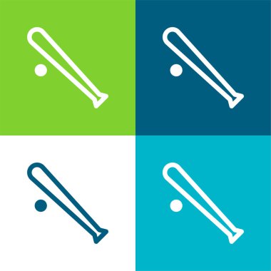 Beyzbol Ekipmanı Düz 4 renk en az simge kümesi