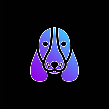 Basset Hound Dog Kafa Mavi Gradyan vektör simgesi