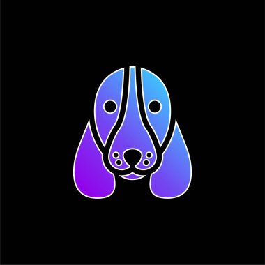 Basset Hound Dog Head blue gradient vector icon clipart