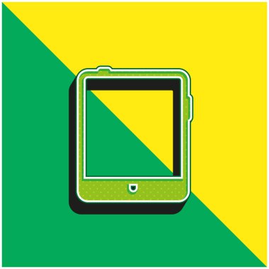 Büyük Tablet Yeşil ve Sarı Modern 3D vektör simgesi logosu