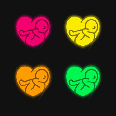 Bebek dört renk parlayan neon vektör simgesi