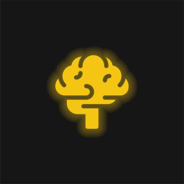 Beyin sarısı parlak neon simgesi