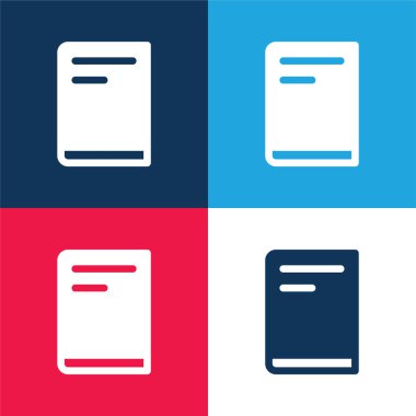 Kitap mavi ve kırmızı dört renk en küçük simge seti