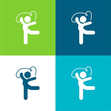 Artistic Gymnast Posture With Ribbon Flat four color minimal icon set clipart