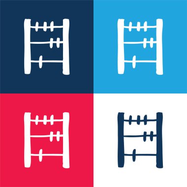 Abaküs El Çizim Aracı Mavi ve kırmızı en küçük simge seti