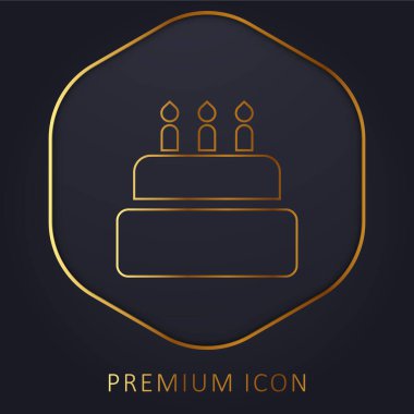 Doğum günü keki altın çizgisi prim logosu veya simgesi