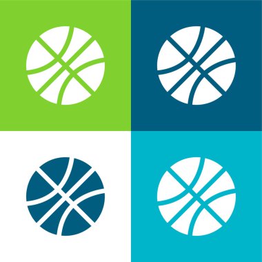 Basketbol Düz 4 renk minimal simge seti