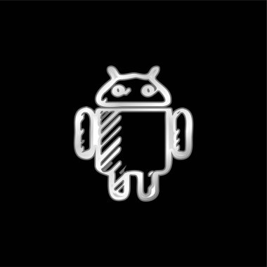 Android Çizilmiş Logo gümüş kaplama metalik simge