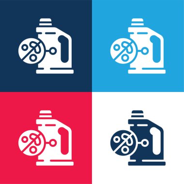 Beyazlatıcı mavi ve kırmızı dört renk simgesi seti