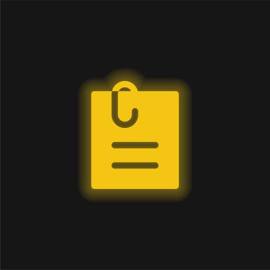 Attached File yellow glowing neon icon clipart
